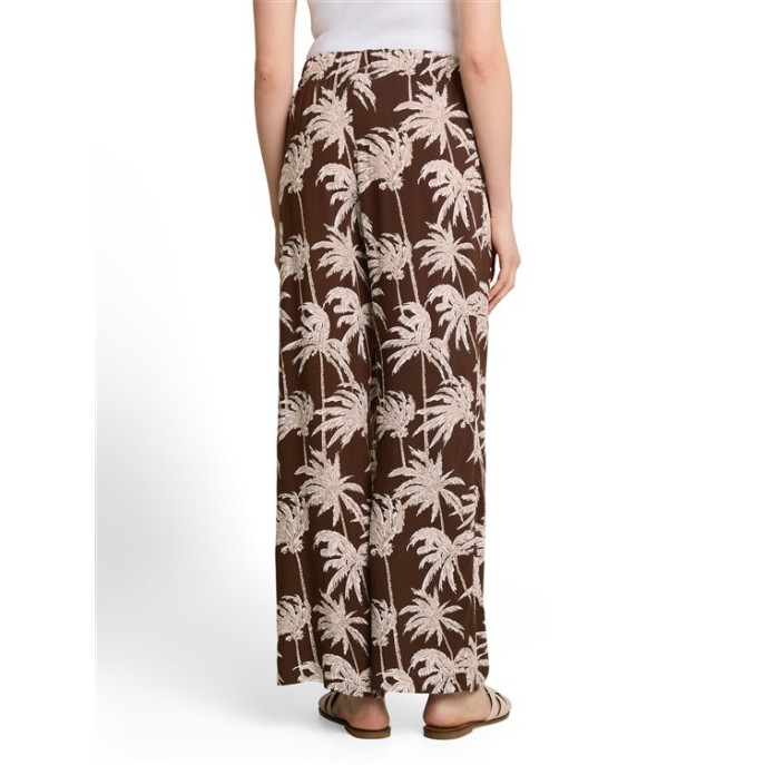 Tom Tailor denim dames palazzo broek palmboom print Bruin
